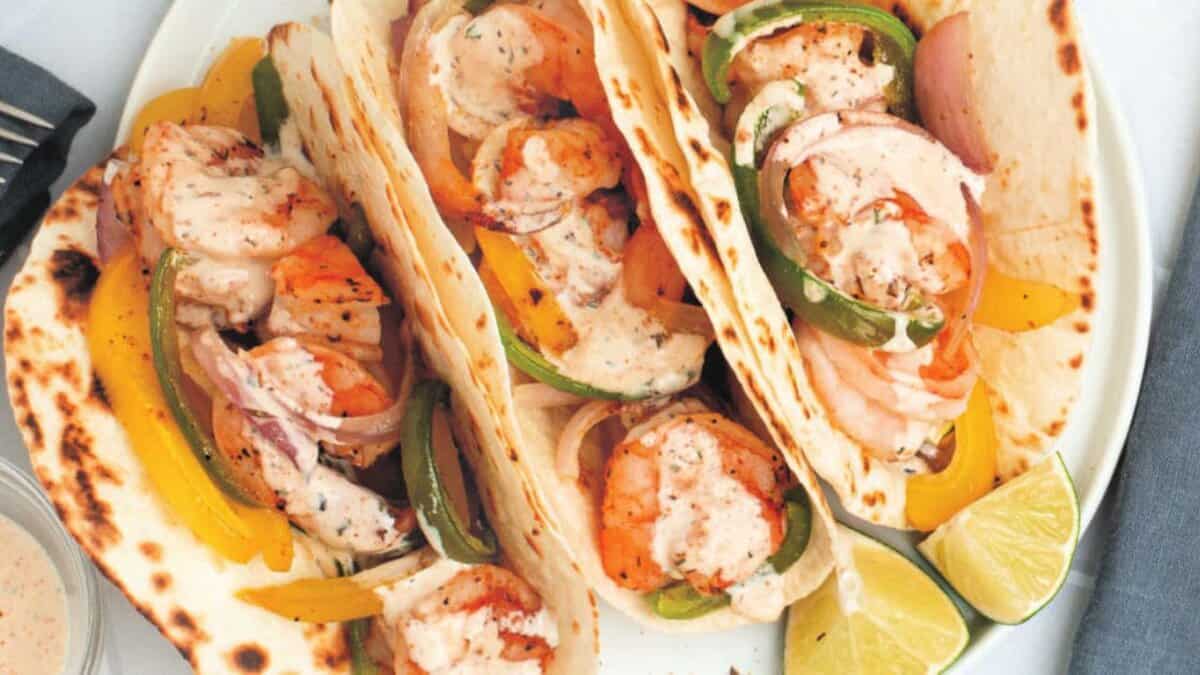Sheet Pan Cajun Shrimp Fajita.