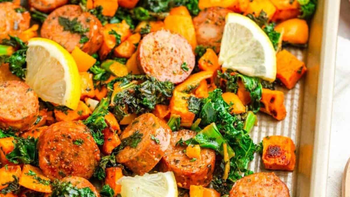Sheet Pan Sausage and Vegetables.