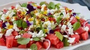Spicy watermelon salad.