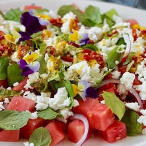 Spicy watermelon salad.