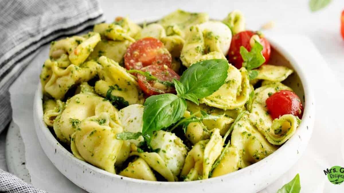 Tortellini Pasta Salad with Pesto.
