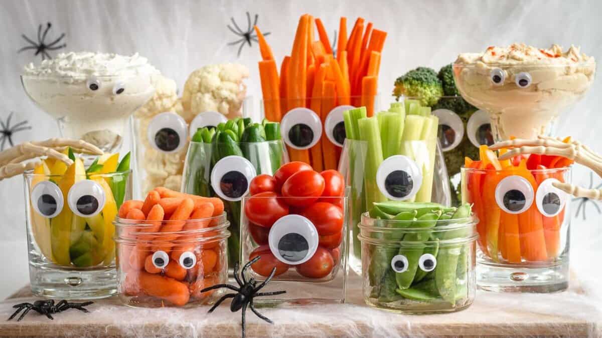 Monster Halloween Veggie Tray.