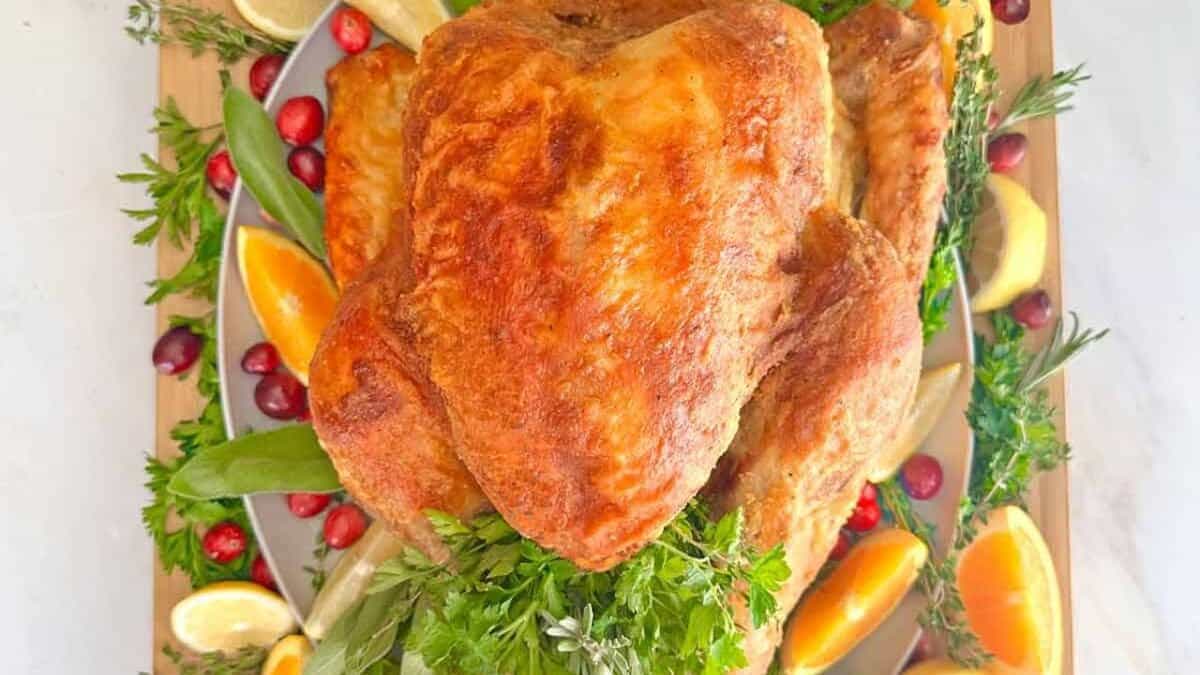 Juicy Baked Turkey with Flour and Butter Crust.