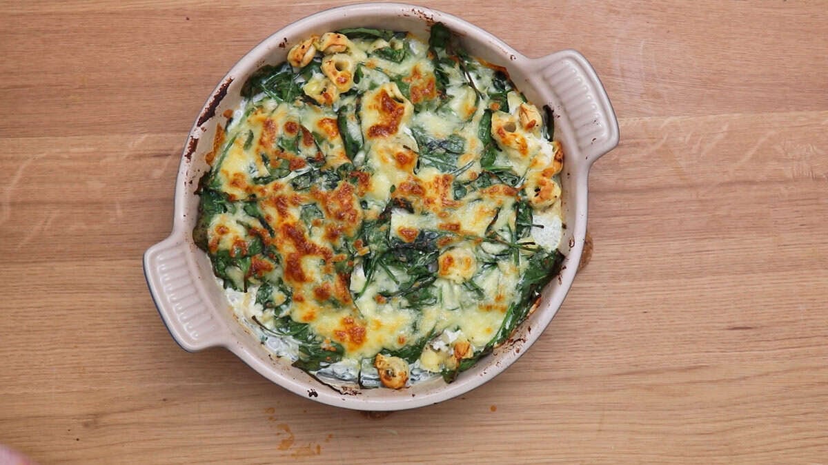 Finished spinach ricotta tortellini bake.