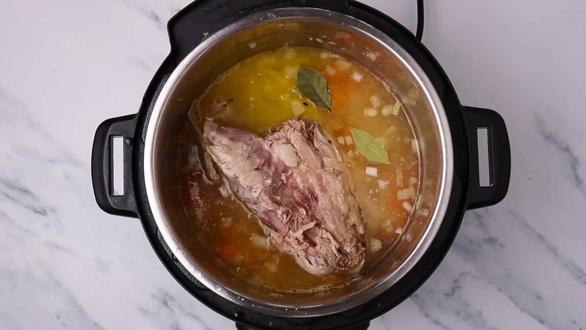 Instant pot turkey soup before cooking.
